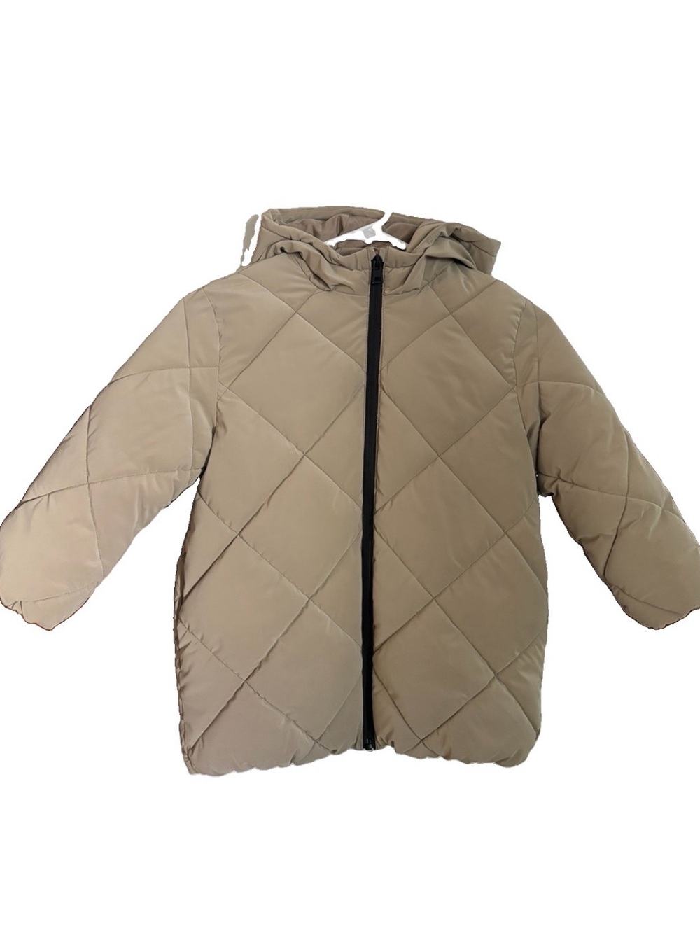 Zara Puffer Coat Kids Size 6/7 Tan Hooded Quilted Parka Jacket